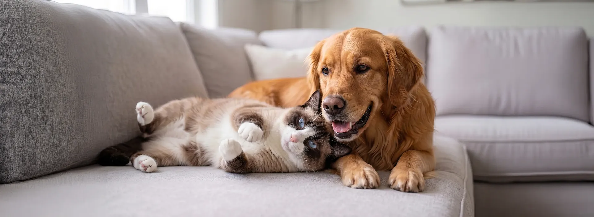 Perro y gato descansando juntos