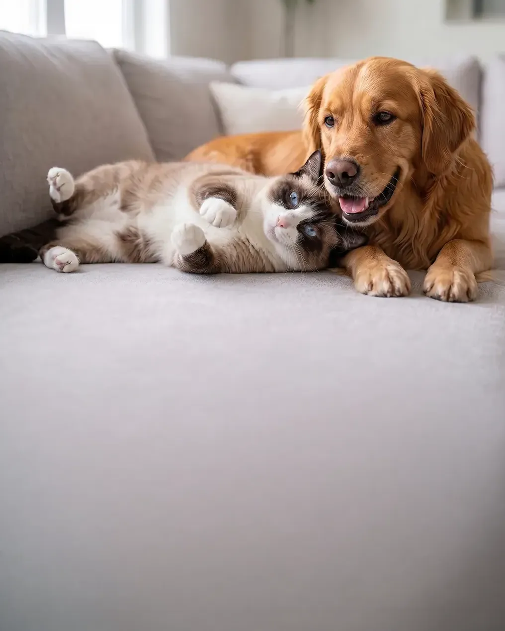 Perro y gato descansando juntos